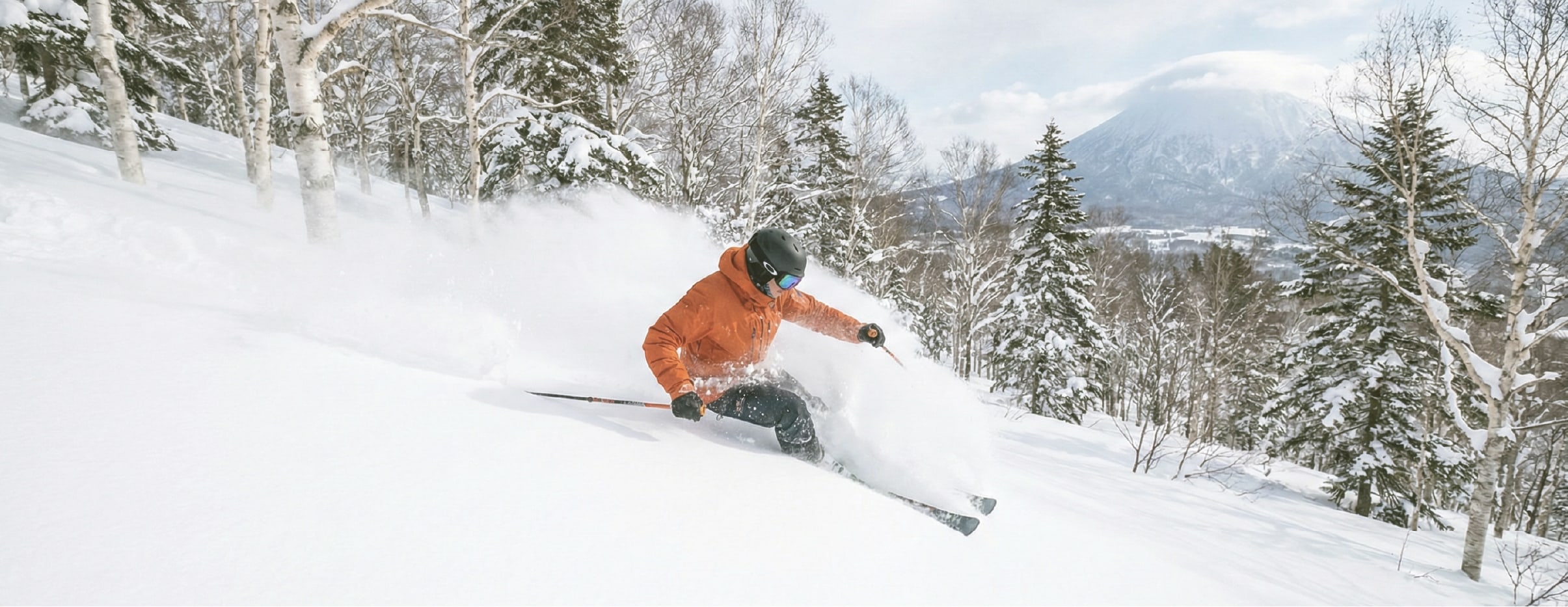 雪山を滑走するスキーヤー